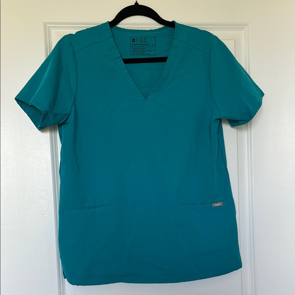 Figs Teal V-Neck Scrub Top